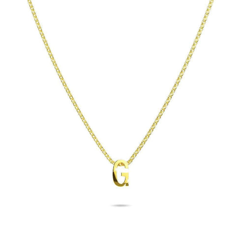 Initials Brick Alphabet Letter Necklace Gold Layered Steel Jewellery